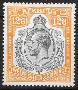 BERMUDA SG93e 1932 12/6 GREY & ORANGE BREAK IN LINES BELOW LEFT SCROLL VAR LMM