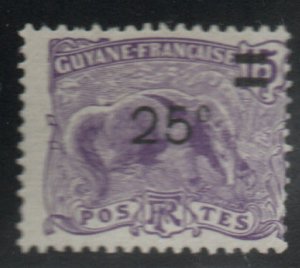 French Guiana Scott 100 MH* 1925 surcharge stamp