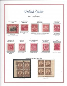 United States High Quality Album Sheets and Stamps - 1929-30 Issues