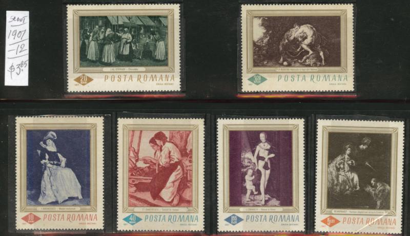 ROMANIA Scott 1907-12 MNH** Painting set  of 1967