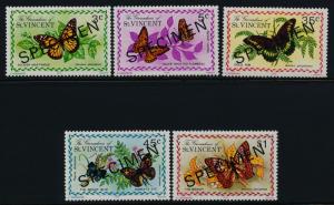 St Vincent Grenadines 60-4 Specimen o/p MNH Butterflies, Flowers