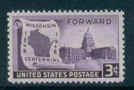 957 3c Wisconsin Statehood Fine MNH