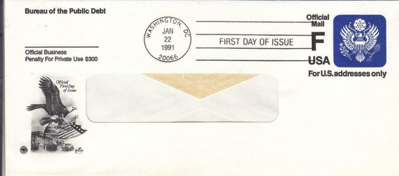 1991, F Official Mail Printed Envelope, Artcraft/PCS, FDC (E8306)