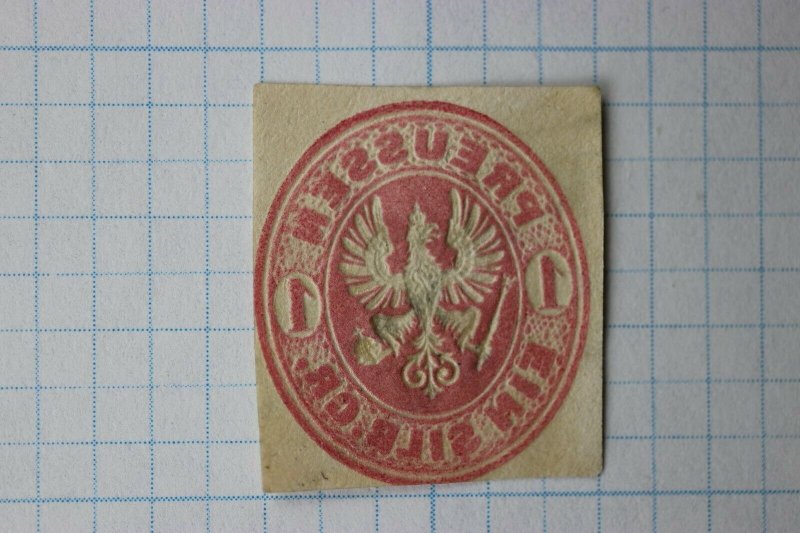 Prussia sc#17 cut square Postal Stationery EFO reverse side print ink error