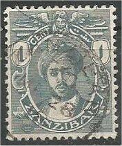 ZANZIBAR, 1914, used 1c, Sultan Khalifa bin Harub Scott 141