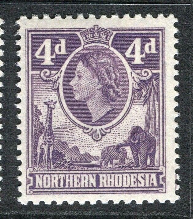 NORTHERN RHODESIA; 1953 early QEII issue fine Mint hinged 4d. value