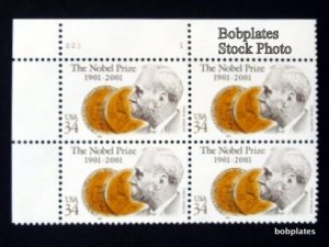 BOBPLATES #3504 Nobel Prize Upper Left Plate Block S221 F-VF NH SCV=$2.8