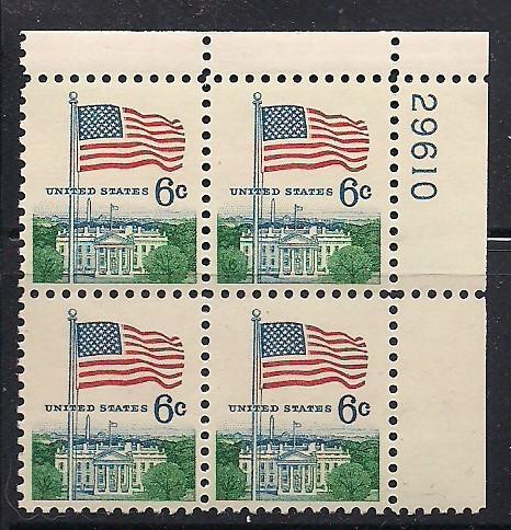 Plt Blk Sc# 1338 US Flag 6 Cent MNH #29610 UR