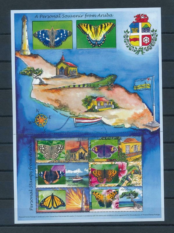 [AR468] Aruba 2009 Personal stamps Butterflies Souvenir Sheet MNH