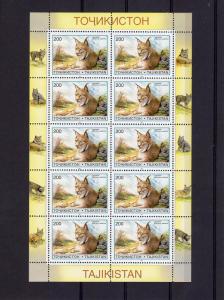 10 x Tajikistan 1996 Sc#92/97  WWF Pallas Cats 6 Sheetlets  (60v) perforated