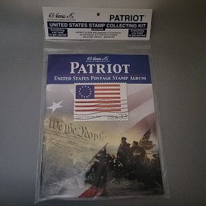 Patriot US Postage Stamp Collection Album and Kit with Stamps and Magnifier
