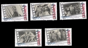 Tonga #607a-eS, 1985 Films, set of five, overprinted Specimen, never hinged