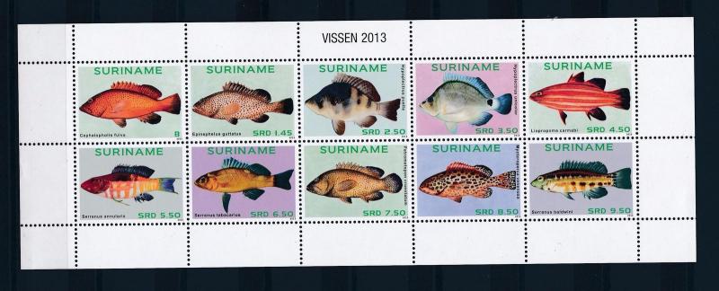 [SU1966] Suriname Surinam 2013 Marine Life Fish sheet MNH