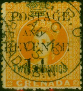 Grenada 1891 1d on 2s Orange SG45c '1st S in Shillings Inverted' V.F.U Rare