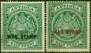 Antigua 1916 War Stamp Set of 2 SG52-53 V.F.U