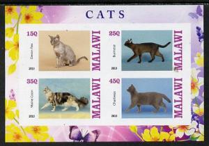 Malawi 2013 Domestic Cats #1 imperf sheetlet containing 4...