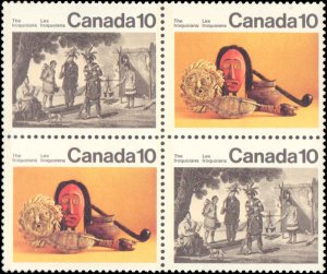 Canada #579i, Complete Set, Missing Medallion Variety, Block of 4, 1 with and...