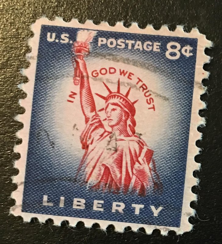 1041 Statue of Liberty, wet print, Circulated Single, Vic's Stamp Stash