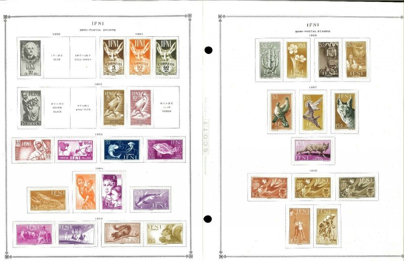 Ifni 1941-1968 All Mint JHinged on Scott International Pages.