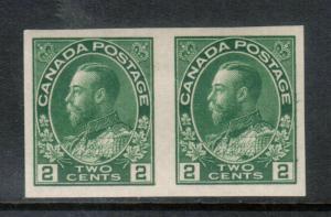 Canada #137 Very Fine Mint Lightly Hinged Imperf Pair