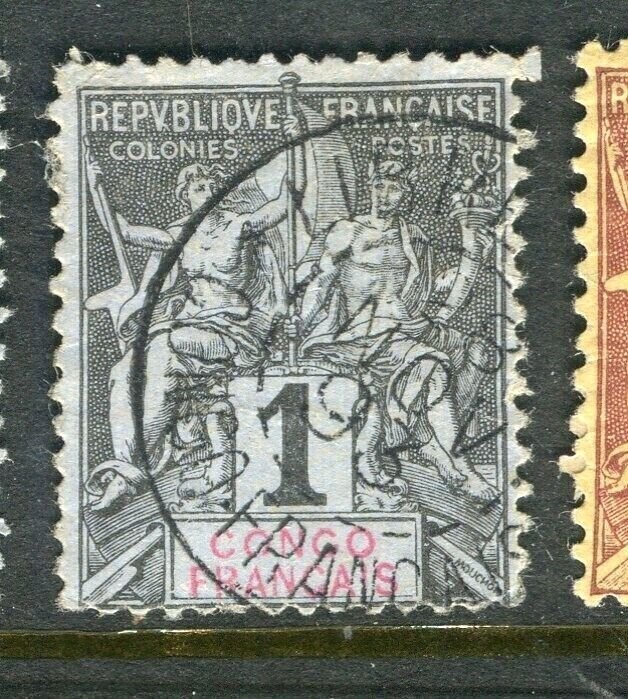 FRANCE COLONIES; CONGO 1890s classic tablet type used 1c. value