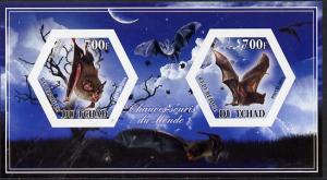 Chad 2014 Bats #1 imperf sheetlet containing two hexagona...