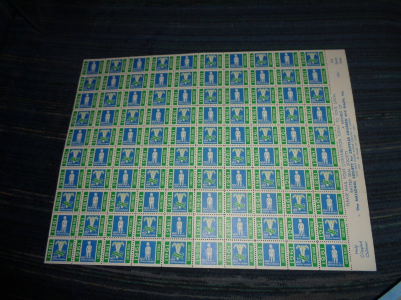 EASTER SEALS 1961 FULL SHEET