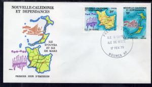 New Caledonia 443-444 Maps U/A FDC