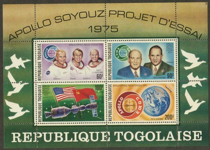 TOGO Sc#913, C254-8, C258a 1975 Apollo-Soyuz Project Set & S/S Complete OG MNH