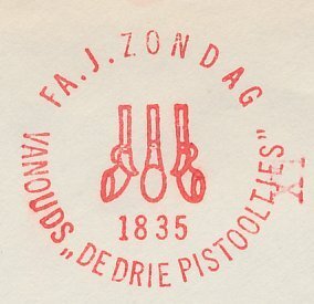 Meter cover Netherlands 1967 The Three Pistols - Distillery - Wine Trade