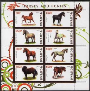 RWANDA - 2009 - Horses & Ponies - Perf 8v Sheet - MNH - Private Issue