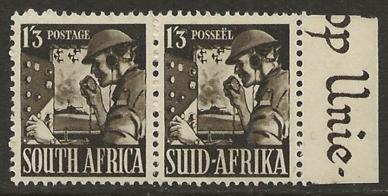 South Africa 1941-43 Army Corps 1sh3d #89c Bilingual Pair F/VF-NH CV $6.00