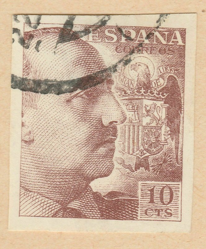 1939-53 Spain A5P60F215 without print 10c Imperf used-