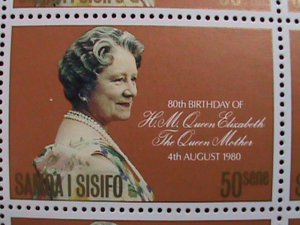 SAMOA ISLAND ISSIFO-1980 QUEEN MOTHER-ELIZABETH 80TH BIRTHDAY-MNH SHEET VF