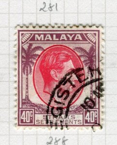 STRAITS SETTLEMENTS; 1937 early GVI issue fine used Shade of 40c. value