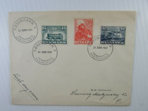 1947 Denmark FDC #301-03 Complete set Railway engines official CDS VF