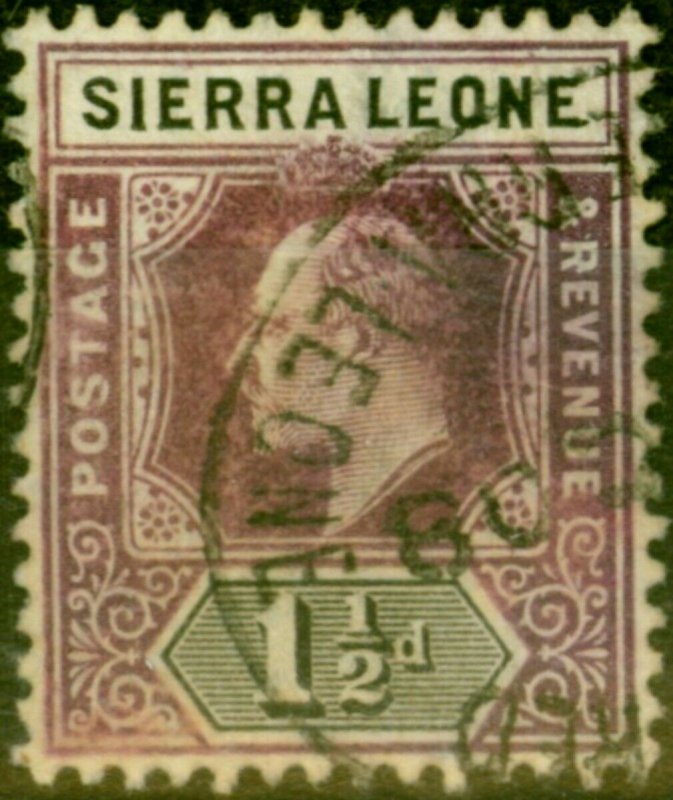 Sierra Leone 1905 1 1/2d Dull Purple & Black SG88 Fine Used Stamp 