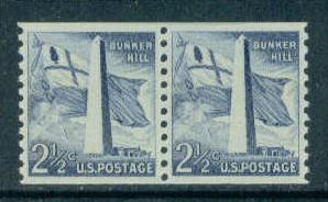 1056 2 1/2c Bunker Hill Fine MNH Pair