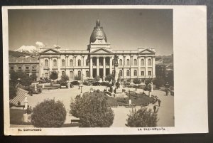 1950 La Paz Bolivia RPPC Real Picture postcard Cover To USA The Congress