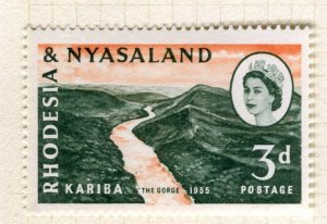 RHODESIA/NYASALAND; 1960 Kariba Dam QEII issue Mint hinged 3d. value