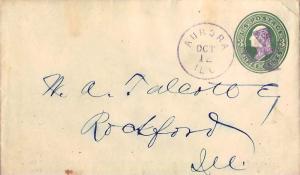 United States Illinois Aurora c1875 violet maltese cross  Postal Stationery E...