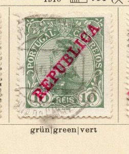 Portugal 1910 Early Issue Fine Used 10r. Republica Optd NW-178030