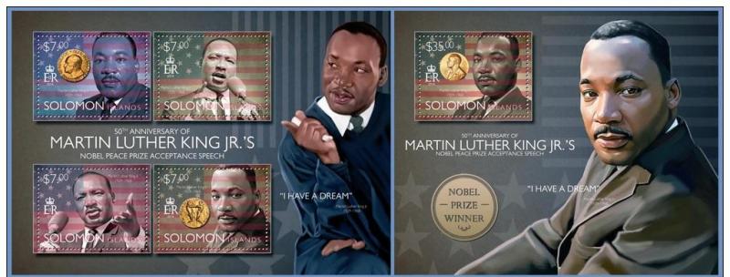 SOLOMON IS. 2014 2 SHEETS slm14514ab MARTIN LUTHER NOBEL 