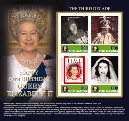 Gambia 2006 - Queen Elizabeth II - Sheet of 4 IMPERF Stamps - Scott #3012 - MNH