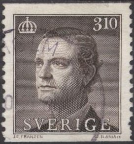 Sweden 1574 (used) 3.10k King Carl XVI Gustaf, dk brn (1987)