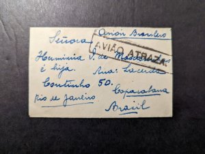 1941 Paraguay Airmail Crash Cover Asuncion to Rio De Janeiro Brazil