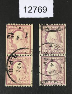 MOMEN: US STAMPS # 489 PAIR VF USED 2 SHADES LOT #12769