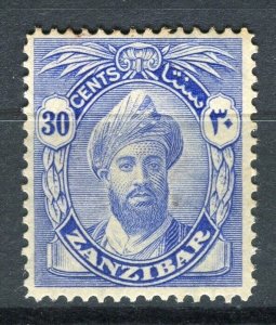 ZANZIBAR; 1926 early Sultan issue Mint hinged 30c. value