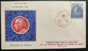 1965 French India International Commission  Cambodia FPO 742 Cover Army Day