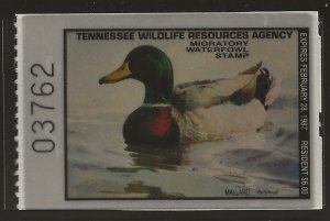 Tennessee TN8   1986  $6.00  State duck stamp  vf mint nh